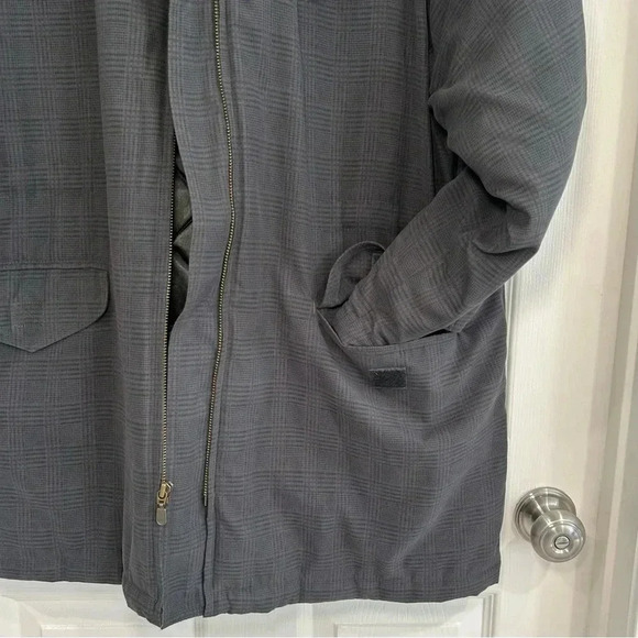 VTG 90s Jones New York Coat Size M Zip Cut Faux Fur Collar Waist Cinch Pockets - Picture 13 of 17